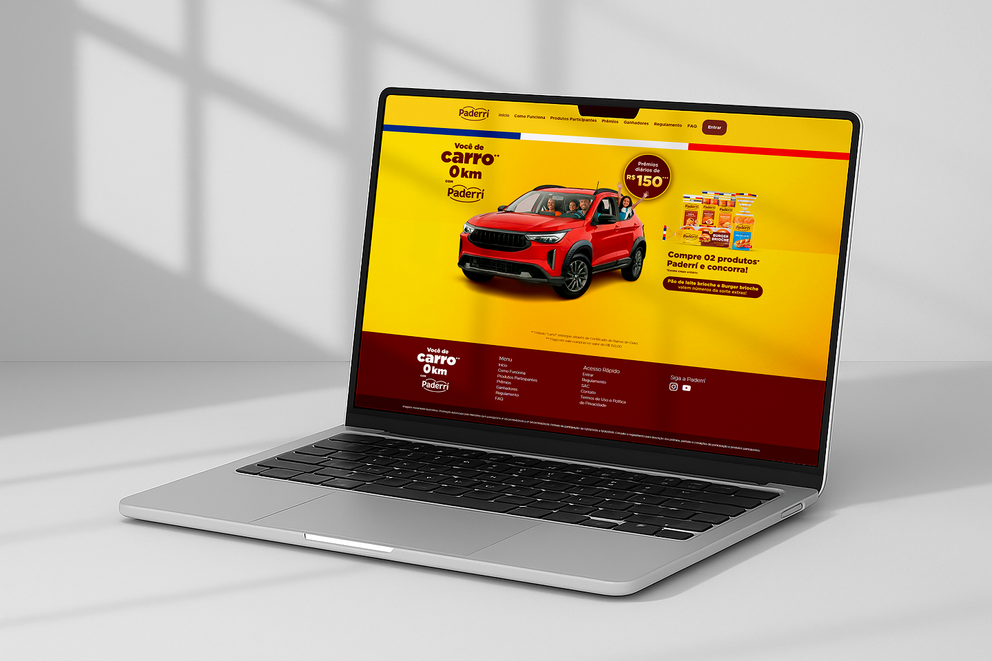 Hotsite da promoção Paderrí exibido em um notebook