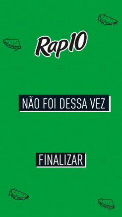 Tela de tentativa sem prêmio do game RAP10