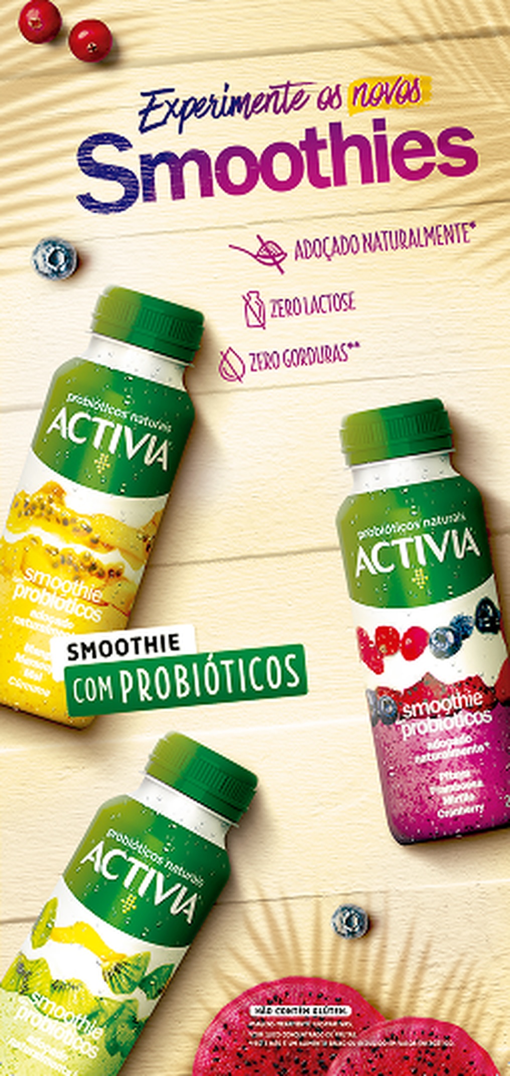Arte prisma Smoothies Activia com probióticos