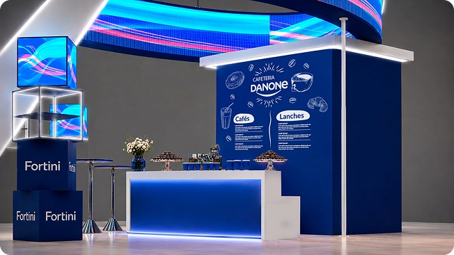 Balcão de café do estande Danone