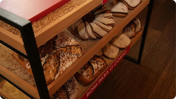 Estante de pães artesanais